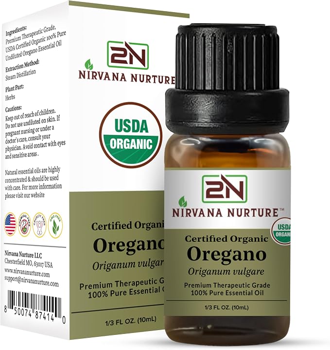 Oregano Essential Oil, USDA Certified Organic, 100% Pure Undiluted, Aromatherapy Oil for Diffuser, Hair & Skin Care