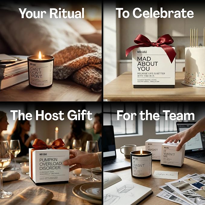 – Mad About You | Luxury Scented Candle for Bedroom & Living Room Décor | 9.5oz Coconut Soy Wax | Non Toxic | Long Burn Candle Jar for Home Fragrance & Valentine's Day Gift