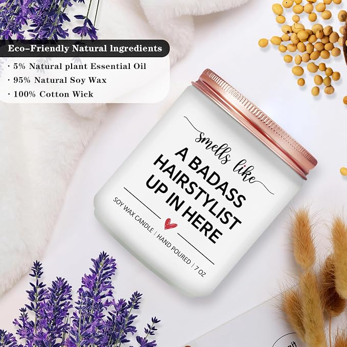 Hairdresser Gifts for Women Men - Female Hair Stylist Gifts Idea, Birthday Christmas Gift for Hairapist Barber Salon Owner Cosmetology Student Graduation Present - Lavender Scented Candle