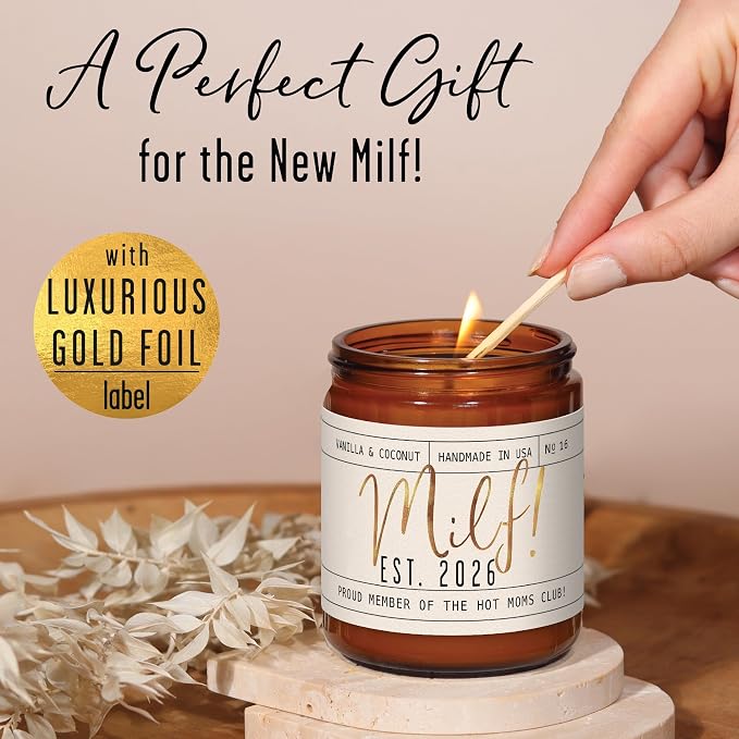 New Mom Gifts for New Mom - 'Est. 2026' Candle, w/Coconut & Vanilla-Infused Essential Oils I Postpartum Gifts for First Time Mommy Push Presents I 50Hr Burn, USA Made