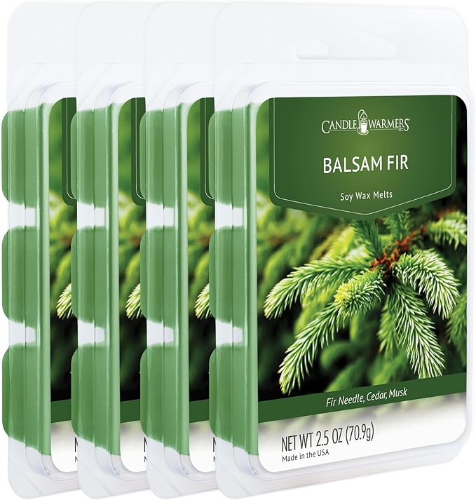 Candle Warmers Etc Classic Wax Melts 2.5oz, Balsam Fir Fragrance (4-Pack) – Each Pack has x4 2.5 oz Wax Melts and 30 Hours of Fragrance – Perfect for bedrooms, Living Rooms, and bathrooms