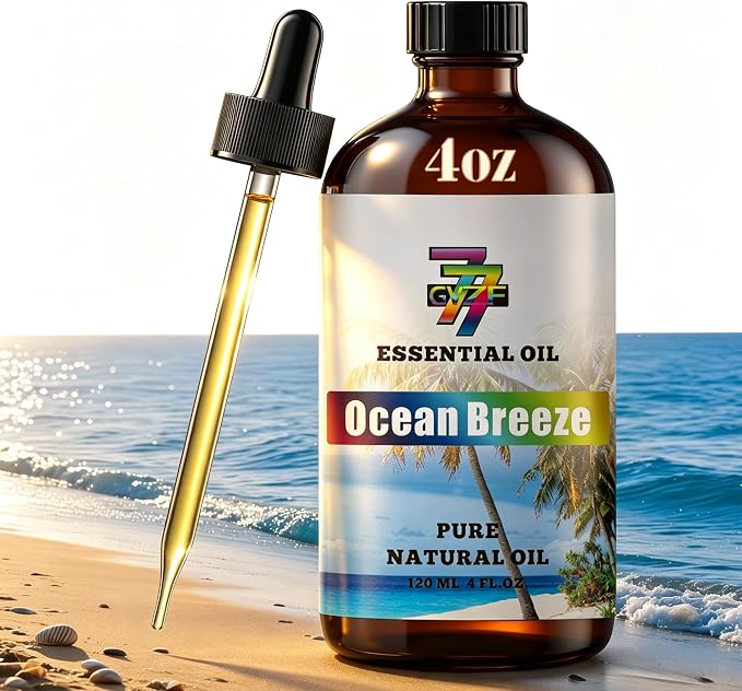 Ocean Breeze Essential Oil, Ocean Breeze Oils, for Diffuser, Humidifier, DIY Candles, Soap, Bathroom, Home, Office, Gift, Essential Oil, GV77ZF Ocean Breeze Fragrance Oil - 4 fl oz (120 ml)