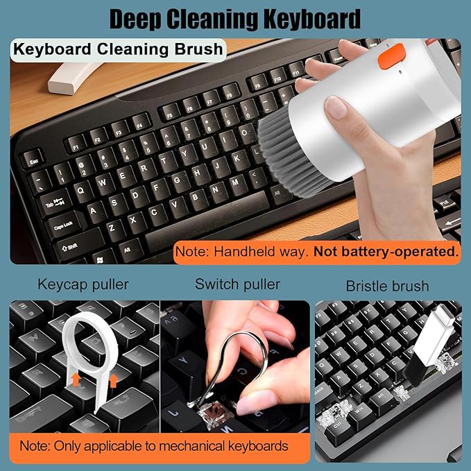 VICHYIE 20 in 1 Multifunctional Cleaner Kit for Electronic Devices, Keyboard Cleaning Brush, Headphones Cleaner Kit for AirPods, Multi-Tool for Cleaning Laptop, Earbuds, Camera, Cellphones (White)