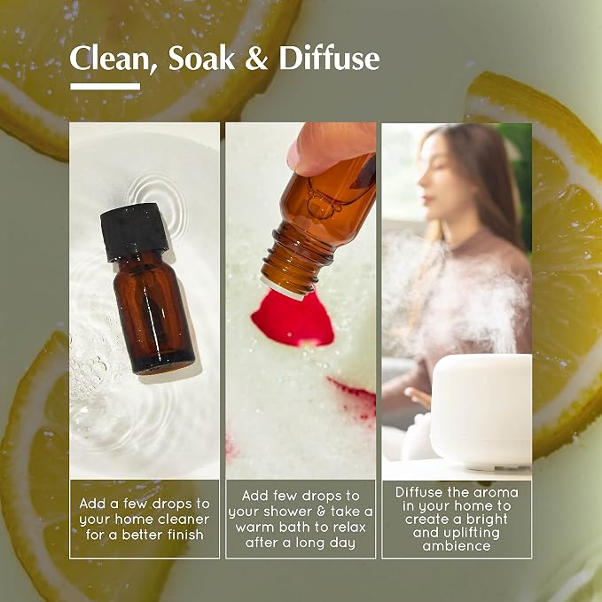 AROMAFUME Lemon Essential Oil - 100% Natural, Therapeutic Grade Essential Oils - Pure, Bright Aromatherapy Oil for Home Diffusers - Gifts for Her - 10ml