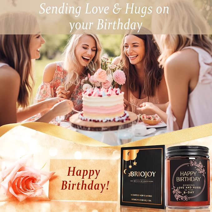 Happy Birthday Gifts for Women Men - Sending Love Hugs Relaxing Birthday Candle for Mom Sister Girlfriend Bestie Daughter Aunt - Best Gift for Her - Cashmere Vanilla Scented Soy Jar Candle