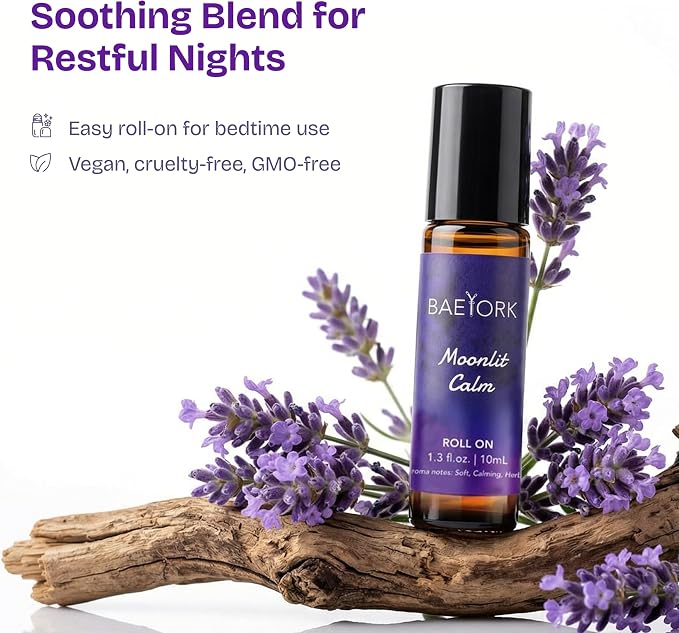 Moonlit Calm Roll-On Blend Essential Oils of Lavender, Chamomile, Sandalwood, Copaiba & Orange Soothing Night-Time Aromatherapy, 10 ml (Pack of 1)