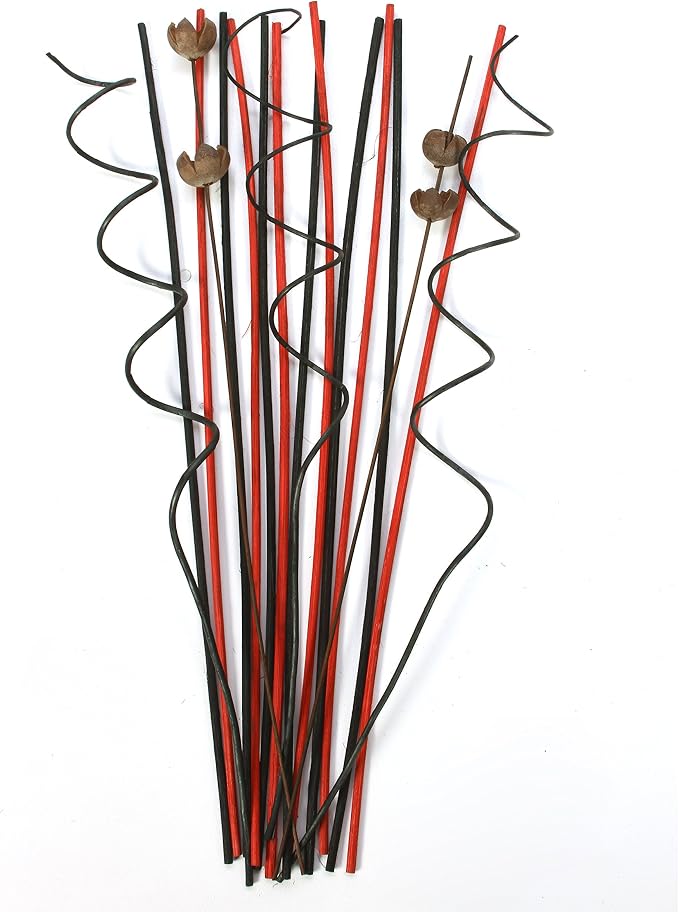 Hosley Set of 3 Botanical Diffuser Reeds, Red and Black, 12.5 Inch High for Home Decor, Bathroom Decor, and Bathroom Accessories - Ideal for Wedding, Party, DIY Crafting, Spa, Aromatherapy