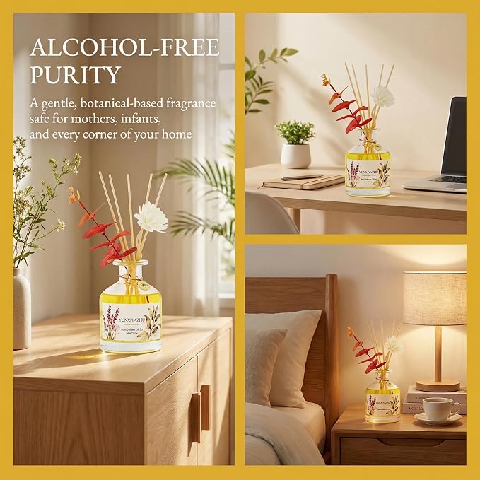 Reed Diffuser, Gardenia,7.78 fl oz, Oil-Based Home Diffuser with Long-Lasting Luxury Fragrance, Elegant Decorative Glass Bottle & Aroma Sticks,Perfect for Living Rooms, Bedrooms,Bathrooms