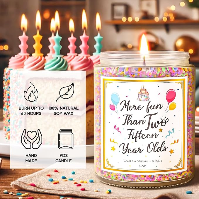VEGISHINE 30th Birthday Candles Gifts for Women- 9 oz Happy Birthday Candle with Vanilla Birthday Cake Scent, Gifts for Women & Men, Friendship Ideas