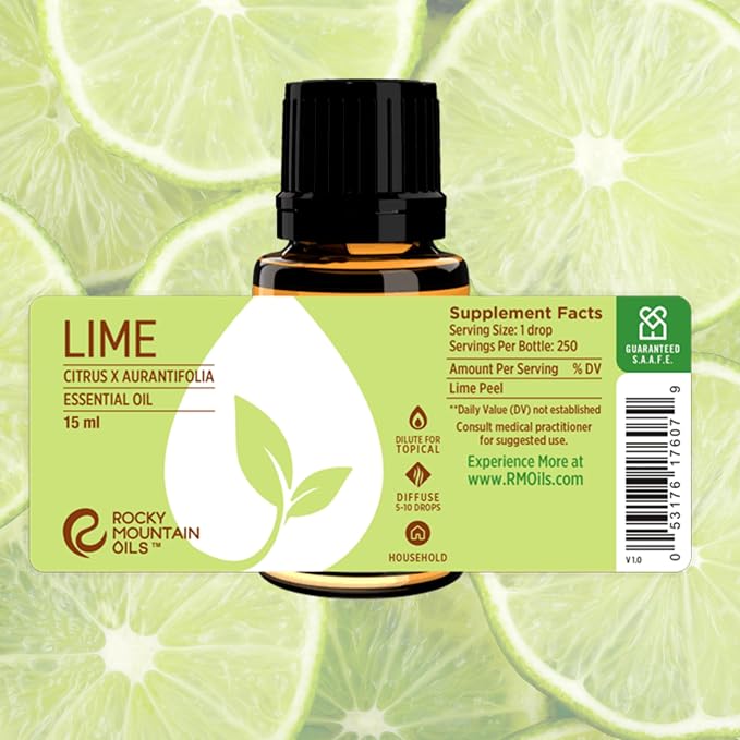Rocky Mountain Oils Lime Essential Oil 15ml - Pure Essential Oils for Diffusers | Organic Lime Aroma Blends for Home Use | Therapeutic Grade Natural Oils | Aromatherapy Diffuser Oil