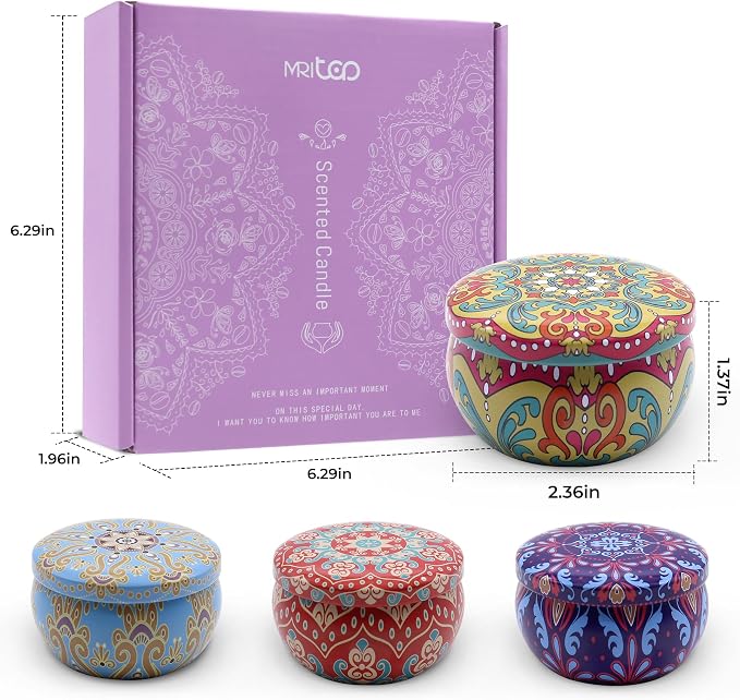 Scented Candles Gift Set for Women 4 Pack Soy Wax Candles with Dried Flowers Reusable Tin Aromatherapy Relaxation Gift for Birthday Mothers Day Valentines Day