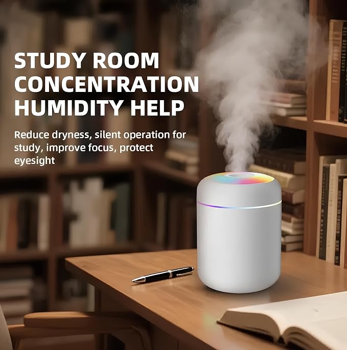 2 in 1 USB Electric Aromatherapy Oil Diffuser Ultrasonic Air Humidifier Mist Maker with Colorful Light for Home Office and Car (White)