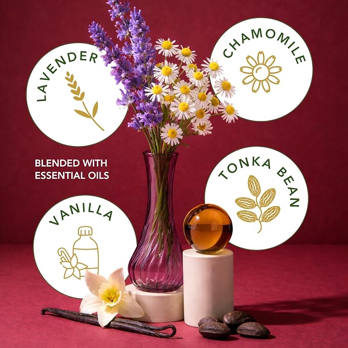 Tranquility – Chamomile & Lavender Essential Oils Beeswax Candle, Non Toxic Scented Candle, Clean Burning Aromatherapy Candle for Relaxation & Sleep, Gift for Busy Moms & Women - 5.5 OZ