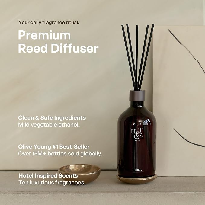 hetras Premium Reed Diffuser Set (Flower Shop Scent)–Large Capacity Value 2-Pack | 16.9 fl.oz (500ml) x 2 Bottles with 10 Reed Sticks Total | Fresh Freesia & Rose Floral Aroma | Luxury Decor & Gift