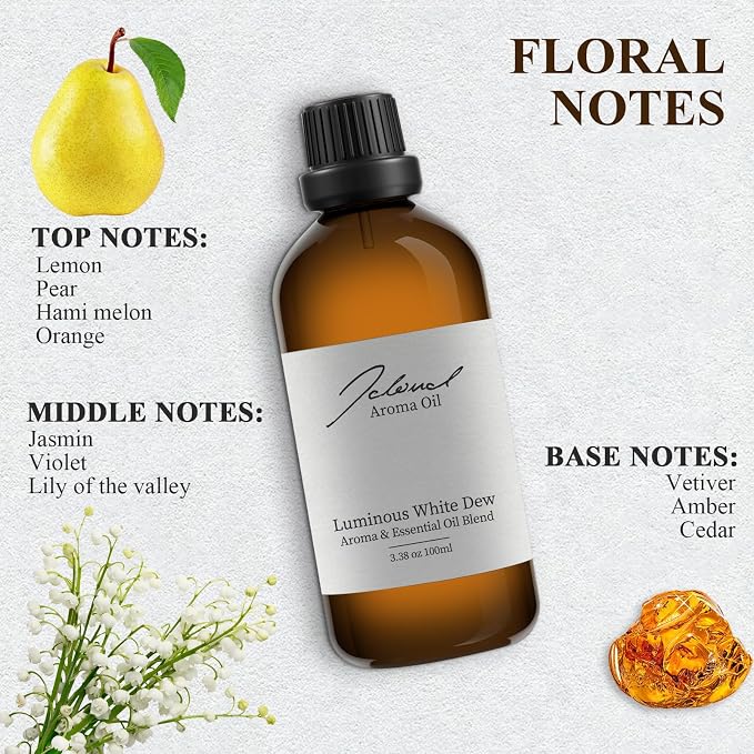 JCLOUD Luminous White Dew Essential Oil Inspired by Westin Hotel | Hotel Scent - Pure Aromatherapy Diffuser Oil with Orange and Lily of the Valley, Home Luxury & Hotel Scents for Diffuser - 100mL