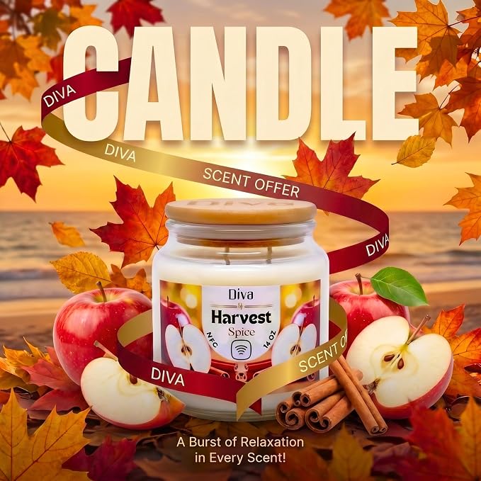DV DIVA Apple Cinnamon Scented Soy Wax Candle Gift 14oz Anniversary, Valentine & Birthday Gift Luxury Large Candle with Hidden NFC Love Message Soft Fragrance for Home Decor & Relaxing Ambiance