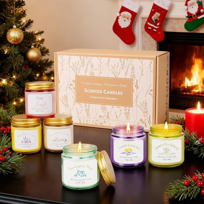 6 Pack Candles for Home Scented | Aromatherapy Candles Gift for Women,Soy Wax Long Lasting Jar Candles Gift Set for Women Christmas,Birthday,Mother's Day,Anniversary Present
