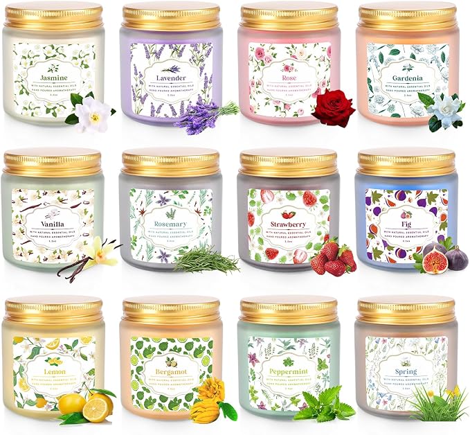 YOROXRG 24 Pack Scented Candles with Added Natural Essential Oils, 3.5oz, Suitable for Various Festivals, Parties, Yoga, and Home Scene
