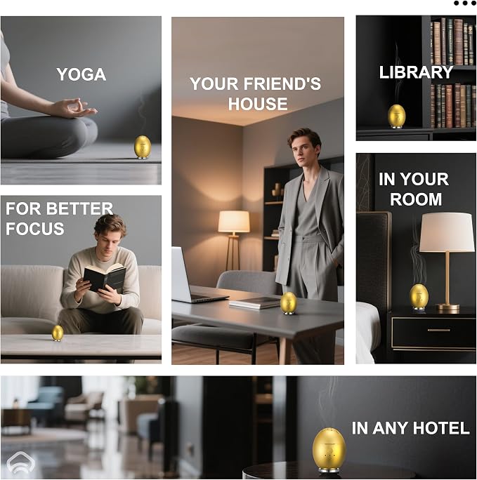 Orbby Aroma Diffuser for Home : Waterless, Cordless Electric Scent Air Freshener for Room, Office, Car, Automatic Timer, Portable Difusor de Aromas, No Pellets