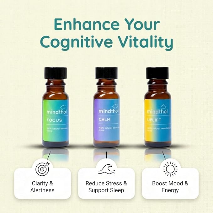 Mindful Essential Oil Blend Set, 3 Pack 15ml Each Bottle - Energy, Clarity, and Relaxation - Focus, Calm, and Uplift