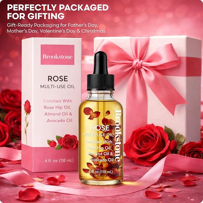 Brookstone Rose Multi-Use Essential Oil - Soothing Aromatherapy & Skincare Oil - Floral Rose Scent