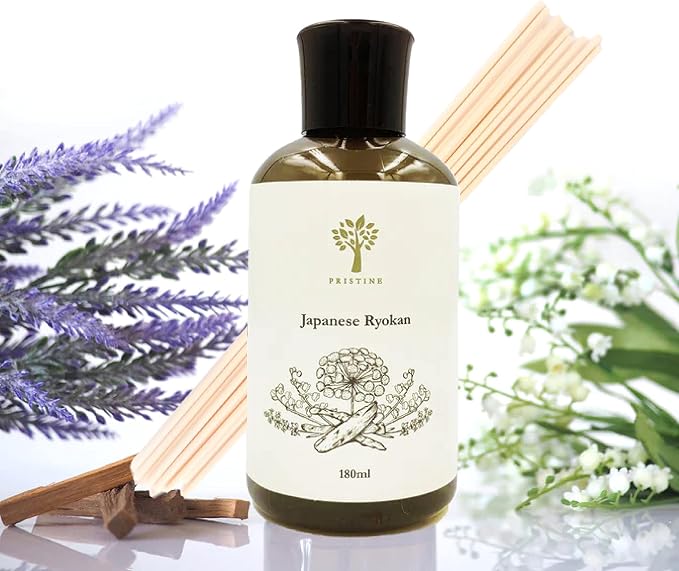 PRISTINE Japanese Ryokan/Inspired by Shang Hotel Reed Diffuser Refill with Free Reed Sticks | Fresh Lavender, Sandalwood Oil Diffuser Refills | Premium Hotel Lobby Reed Diffuser Oil Refill