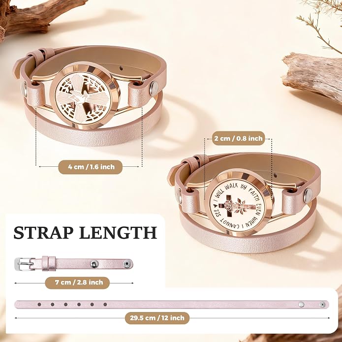 A&K Collections 18K Gold Mothers Day Easter Basket Stuffers for Her Rose Gold Plated Cross Aromatherapy Bracelet – Teen Girl Gifts Trendy Stuff, Essential Oil Lavender & Rose Diffuser Christian Jewelry for Women