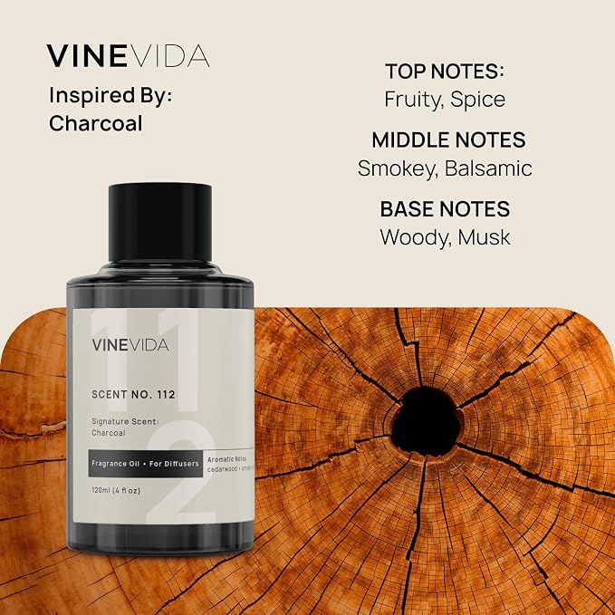 VINEVIDA [4 Oz] Inspired by: Charcoal; Diffuser Oil Refill | Premium Scent Diffuser Oil for Home | Non-Toxic Fragrance