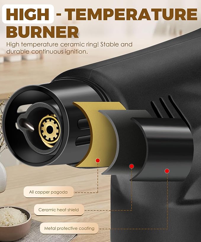 4 Pack of Torch Lighter, Powerful Windproof Jet Flame, Butane Gas Refill, with Safety Lock, Mini Blow Torch Lighters for Candle, Firework (NO Gas)