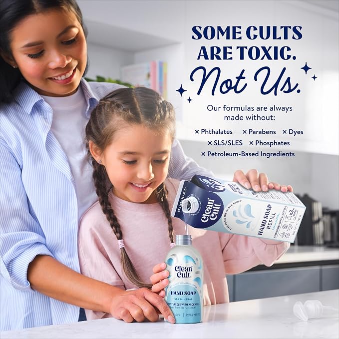 Cleancult Liquid Hand Soap Refill - Sea Minerals - Gentle On Sensitive Skin - Made with Aloe Vera & Essential Oils - Eco Friendly - Paper-Based Packaging - 32 oz/1 Pack