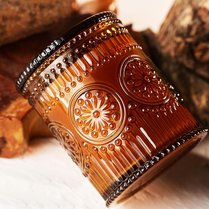 2-Wick Beeswax Candles in Jar, Natural Beeswax Candles in Amber Glass for Air Purification, Honey Aroma Jar Candle for Home Scented Decor, Gift for Women & Men, Fragrance Free, Paraffin Free