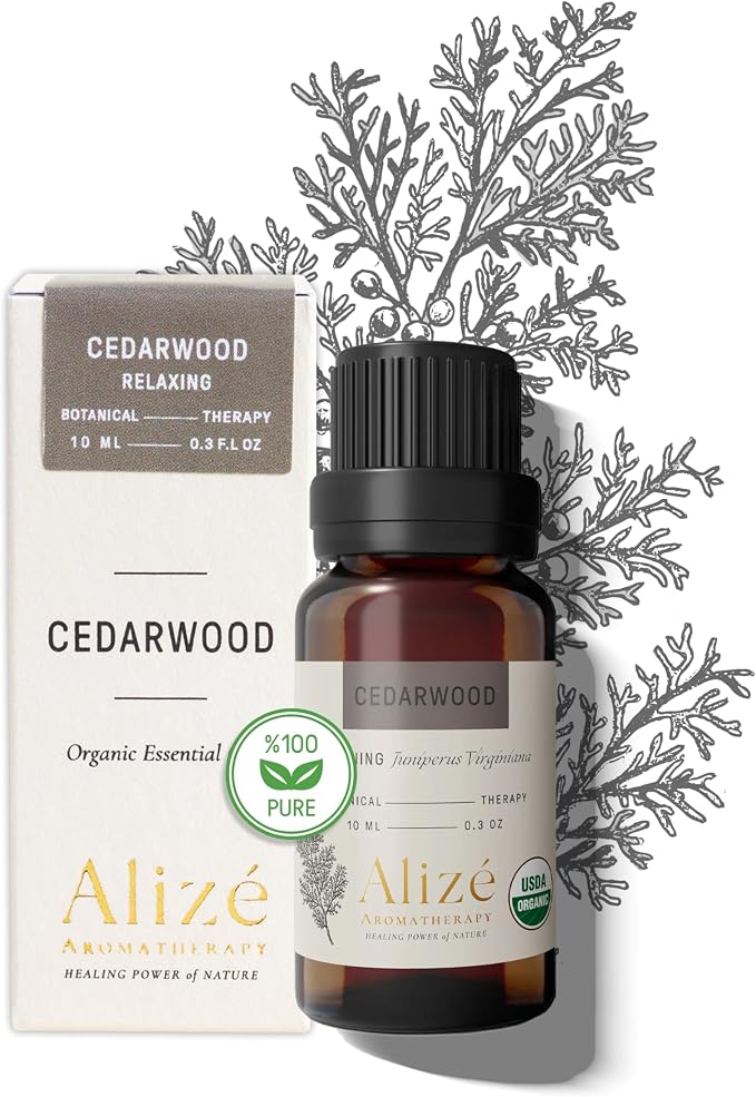 Cedarwood Essential Oil, USDA Certified Organic 100% Natural & Pure Essential Oils for Diffusers for Home, Aromatherapy Oils, Diffuser Oils Scents, Tranquility 10ml-0.33 fl oz