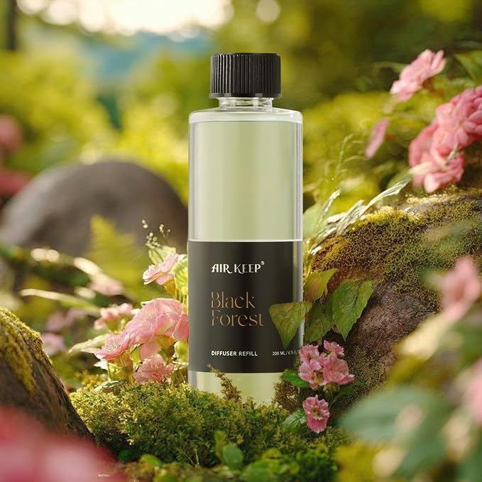 Airkeep Black Forest Reed Diffuser Refill – 6.76 fl oz – Premium Scented Oil for Home Aromatherapy – Long-Lasting Fragrance for Reed Diffusers – Perfect for Bathroom, Bedroom & Home Decor
