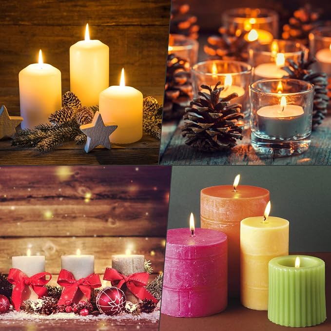 buluker 150Pcs Functional Smokeless Candle Wicks - Pre Waxed Cotton Wick with Metal Sustainer Tabs for Pillar Candle Making and DIY, (Thick3.5+6"+8")