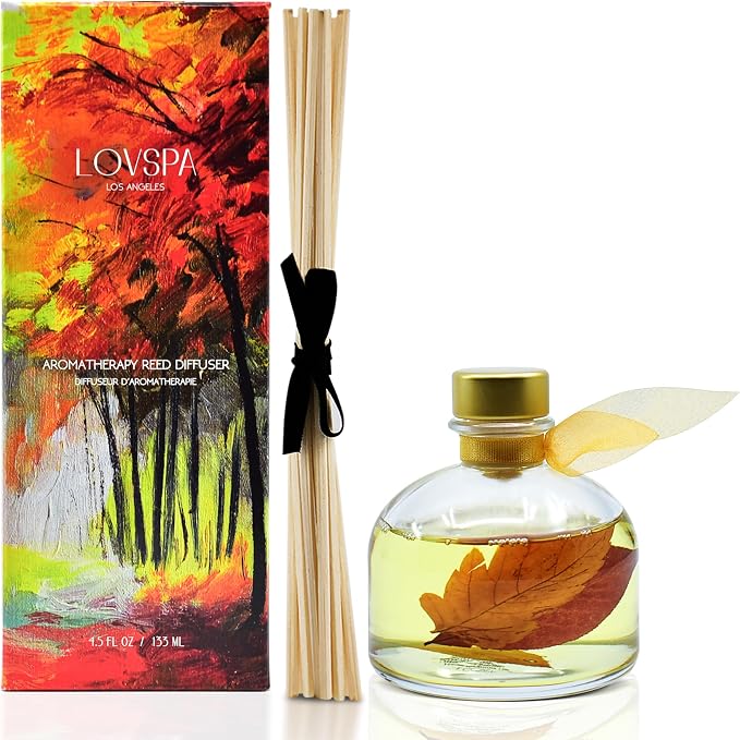 Reed Diffuser Set, Sugar & Spice Scented Oil Diffuser with Sticks, Home Fragrance Accessories for Bathroom Shelf Decor, Aroma Diffusers for Home or Office Fall Decor, USA Made