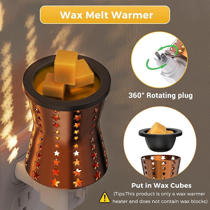 L LOHAS LED Wax Melt Warmer, 2 Pack Plug in Wax Warmer for Scented Wax, 360° Rotating Plug in Fragrance Night Light for Home Fragrance Bedroom Home Decor