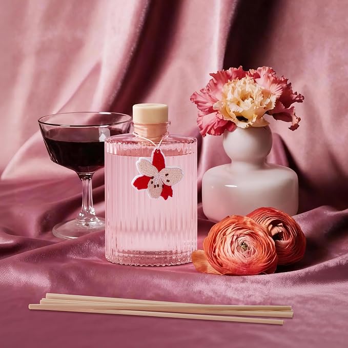COCORRÍNA Reed Diffuser, Peony Blossom Scent Oil Diffuser, 6.09 fl oz, 8 Reeds, Long-Lasting Home Fragrance, Bathroom Bedroom Shelf Decor & Gifts