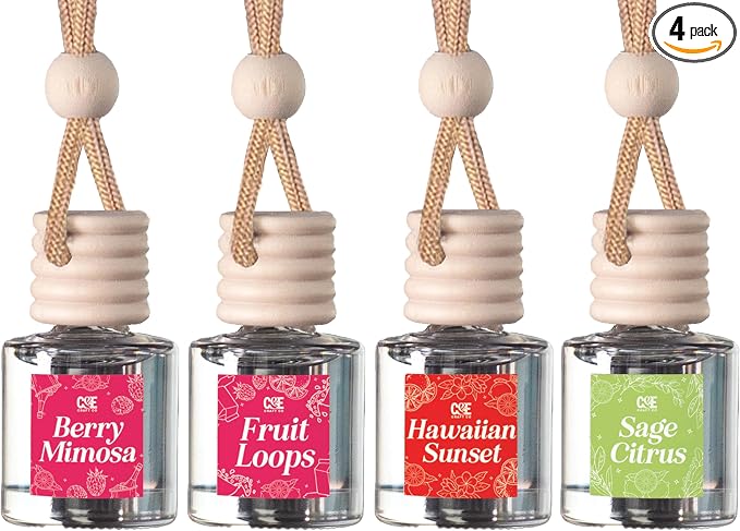 CE Craft Hanging Car Air Freshener – Fragrance Oil Diffuser with Essential Oils – Long-Lasting Aromatherapy Scents for Automobiles – 4 Pack