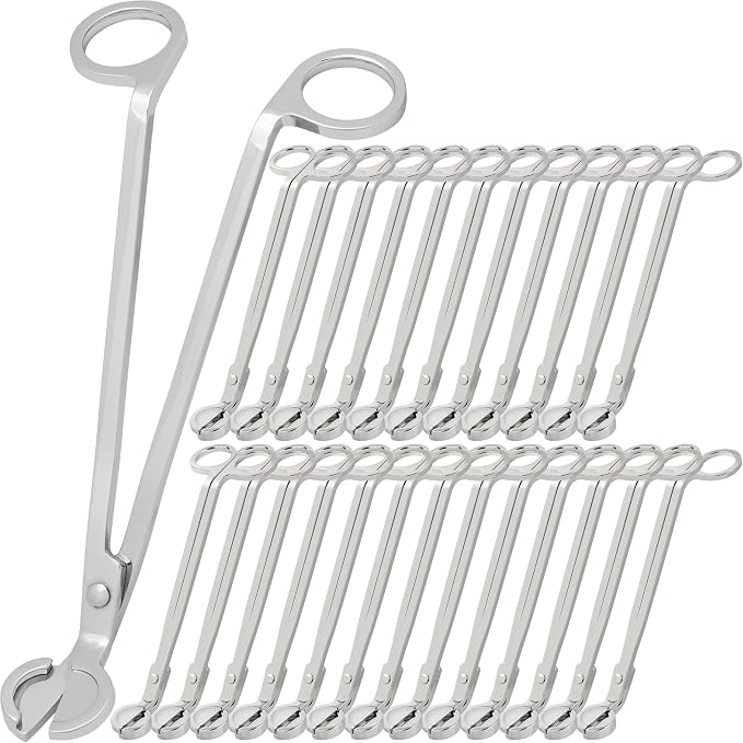 Airy Abode Candle Wick Trimmer 25 Pack, 7 Inch Stainless Steel Wick Cutters for Candles, Bulk Candle Trimmers for Cleaner Burn and Less Soot, Silver