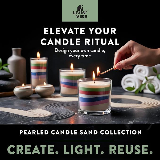 Pearled Candle Sand 10.5 oz (300g) – Bamboo Harmony Scented Candle, Green Color, Relaxing Aromatherapy, Home Decor, Stress Relief, Long-Lasting Burn