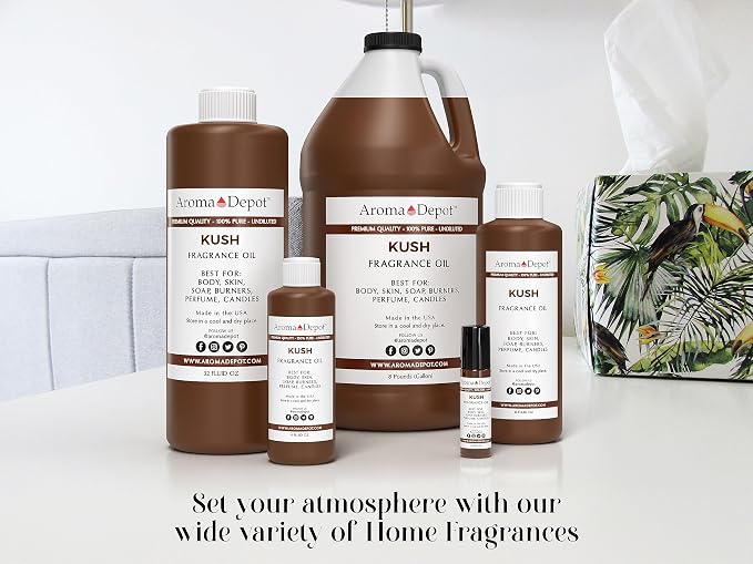 Aroma Depot Kush 4 oz. Fragrance Oil I Perfume I Skin Oil I Scented Oil. DIY Projects Such as Candles, Bath Bombs, Body Butters, Creams & Lotions. Few Drops in The Diffuser, Burners, or Warmers.