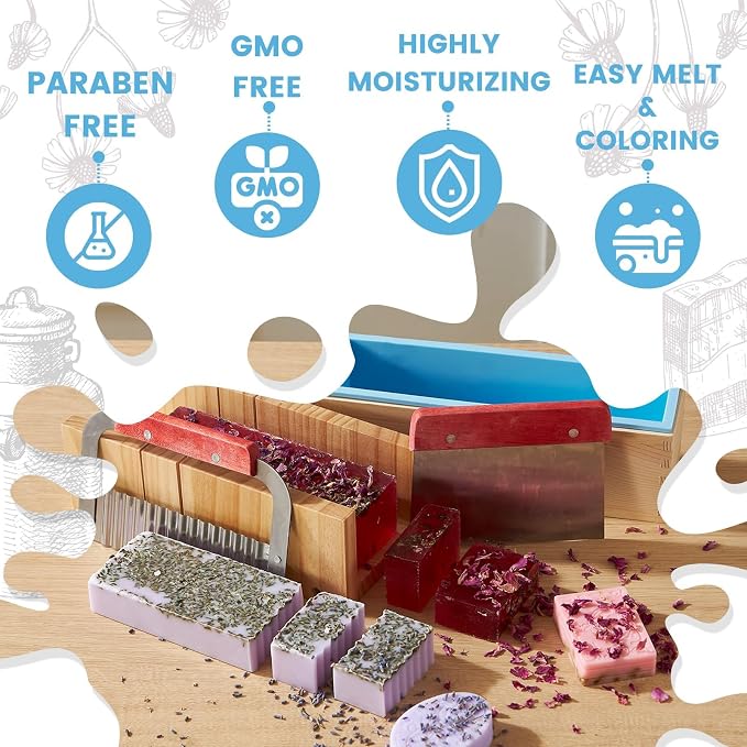 PIUH Goat Milk Soap Making Kit with Soap Melter and 5 Lbs Soap Base for Adults Begineers, SLS/SLES Free, No Palm Oil Soap Making Supplies Kit with Natural Goats Milk Soap Base for Starter