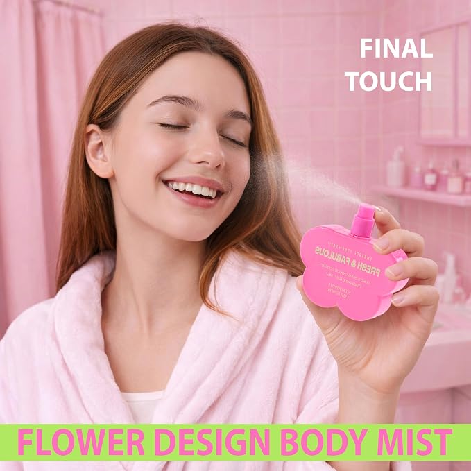 EXPRESSIONS 3pc Body Care Set – Fresh & Fabulous Rose & Sandalwood Scented Skin Smoothing Kit – Includes Foaming Body Wash, Body Scrub, and Fragrance Mist – 3-Piece Self-Care Gift for Women & Teens