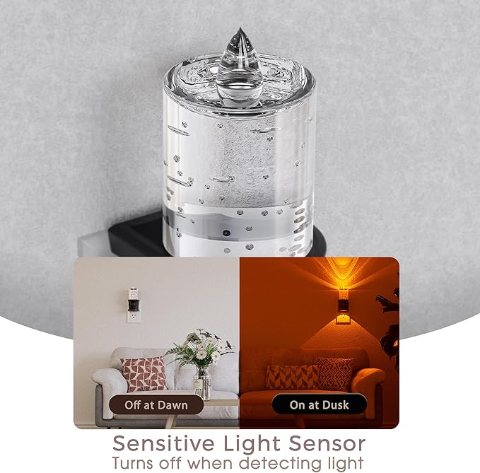 Briignite Flameless Candle Night Light, Bubble Night Lights Plug into Wall, Candle Nightlight with Light Sensor, 0-100LM Dimmable LED Night Light Plug in, Amber Nightlight for Hallway Bathroom