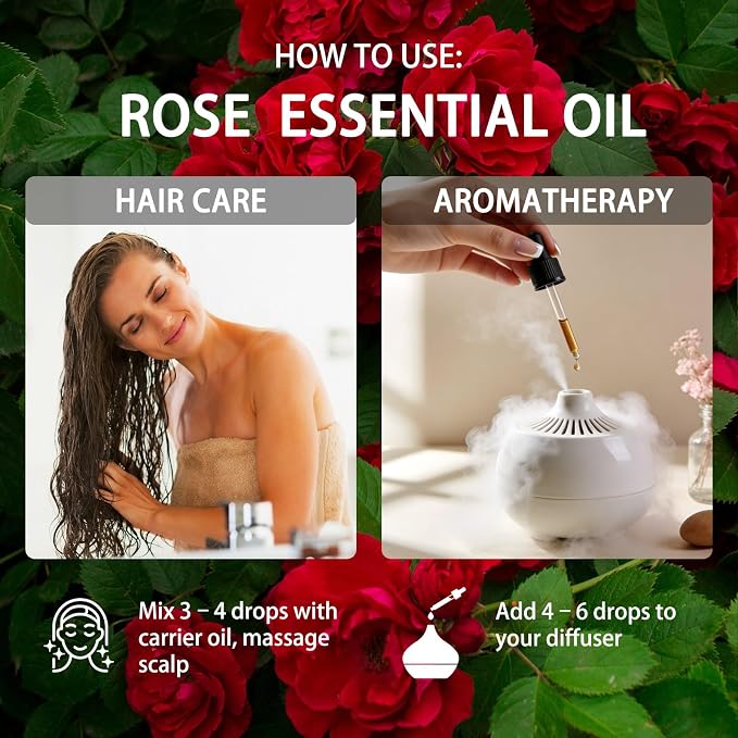 Rose Essential Oil - Rose Fragrance Oil for Diffuser, Massage, Humidifier, DIY Candle, Soap Making, Home, Bath, Yoga - 16 fl oz (480ml) - ZODION Essential Oils