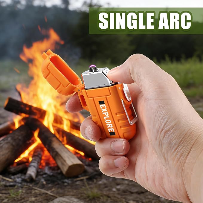LcFun Electric Lighter USB C Rechargeable Plasma Lighter Windproof Flameless Arc Lighters, Waterproof Matches for Camping Hiking Hunting, Survival Tactical Gear Gifts for Men Fathers Husband