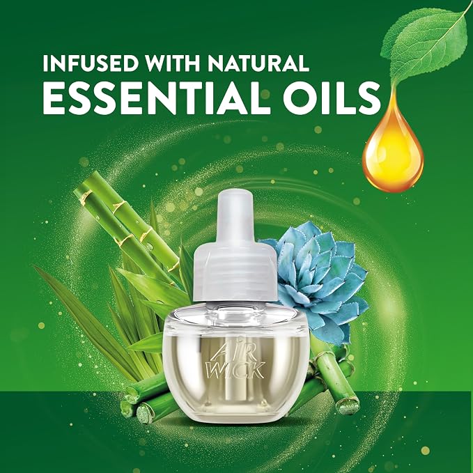 Air Wick Plug in Scented Oil Refill, 5 ct, Blue Agave and Bamboo, Air Freshener, Essential Oils