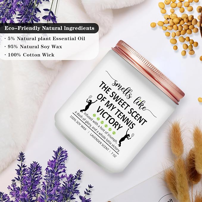 Tennis Gifts for Women, Men - Funny Cool Accessories Gift for Tennis Lovers, Players - Lavender Scented Candle