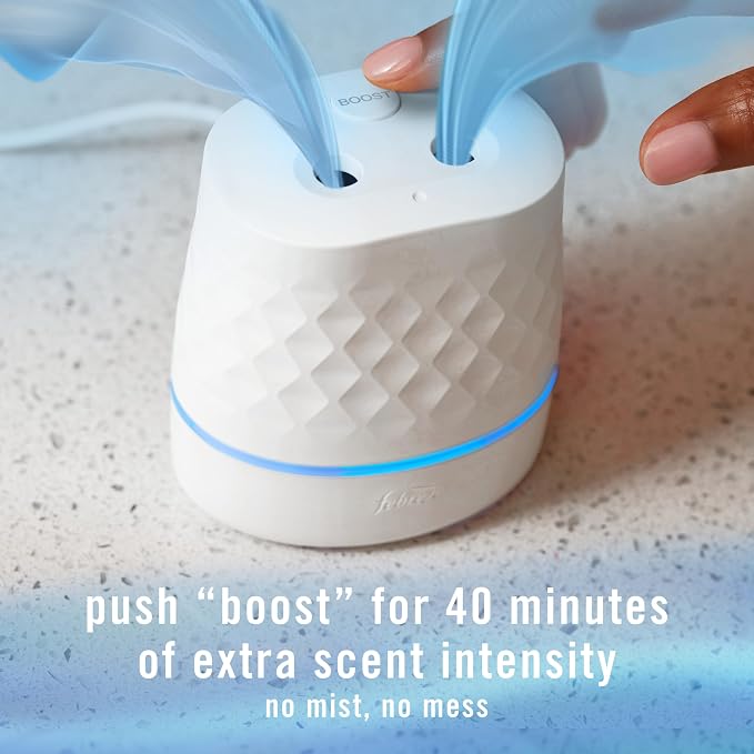 Febreze Plug Scent Booster Starter Kit – Air Freshener, Oil Diffuser, Continuous Scent Device, Includes 2 Gain Refills