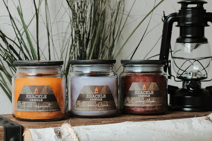 Krackle Candle | Spring Break | 16 oz Scented Candle with Natural Crackling Wooden Wick | Poured in the USA | Nectarine, Apricot & Blood Orange Fragrance